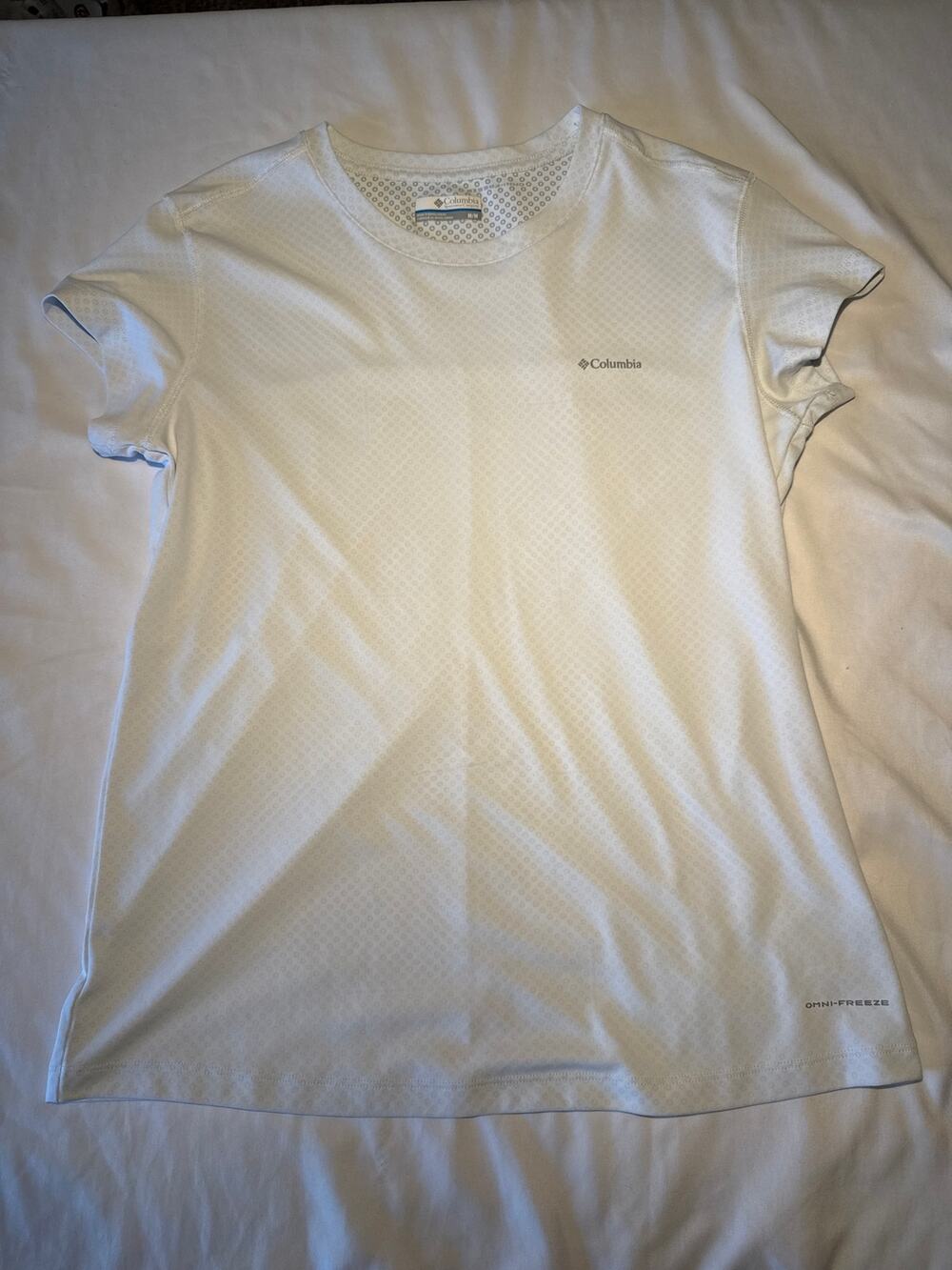 Columbia Omni-Freeze Womens Medium White Short Sleeve Athletic Hiking Shirt